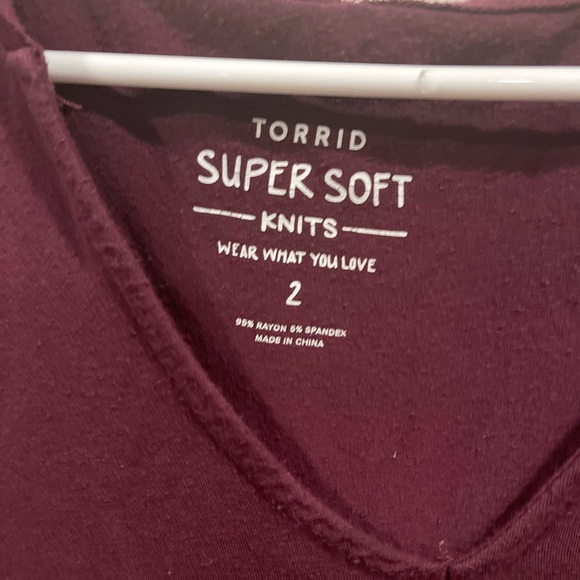 Beautiful Burgundy Flowered Sleeve hoodie Torrid Top - Picture 3 of 12